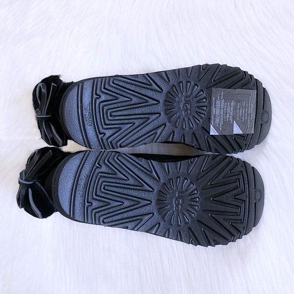 UGG Classic Double Bow Mini Black Suede Boots - Picture 8 of 9